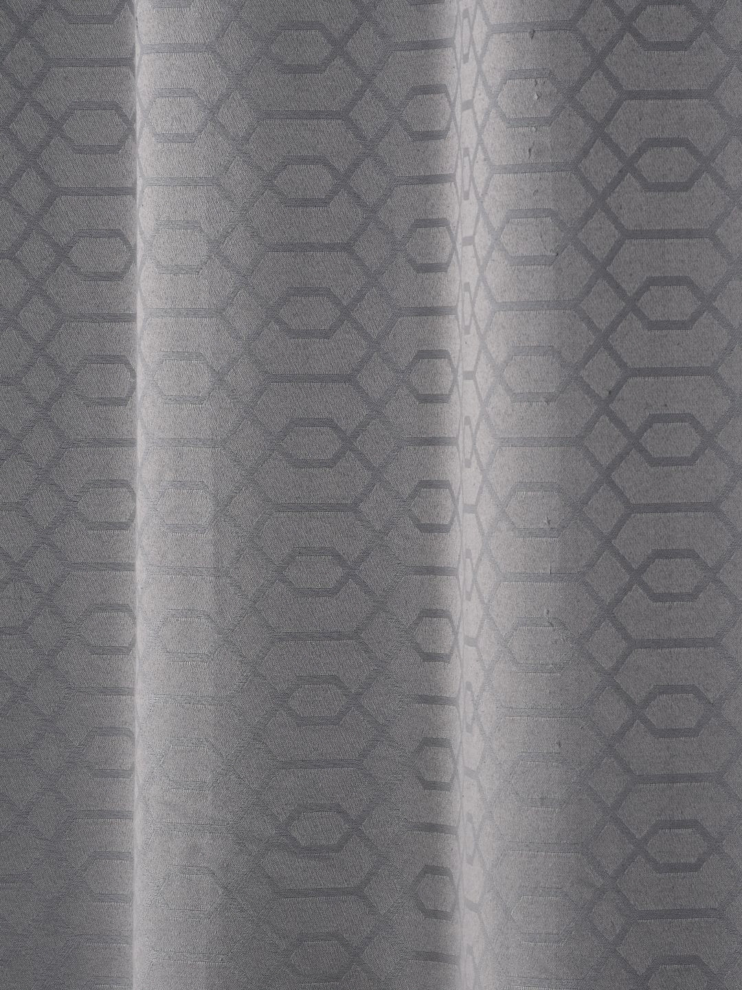Saral Home Grey Geometric Woven Design Cotton Room Darkening Window Curtain