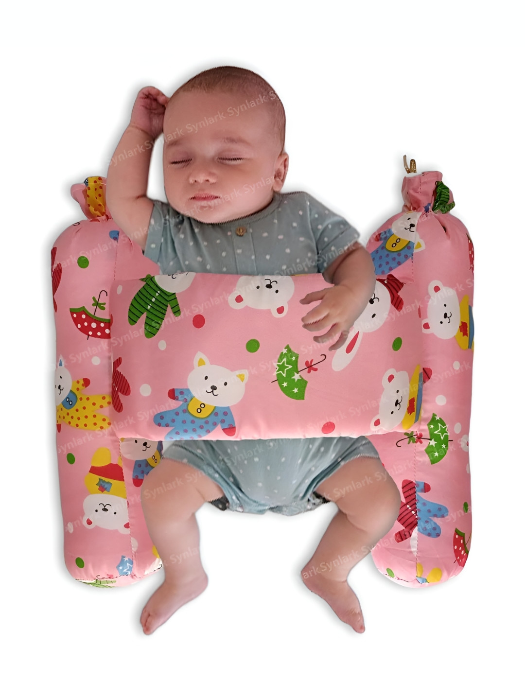 NeonateCare Infant Pink & White Anti Rolling Bolster Pillow