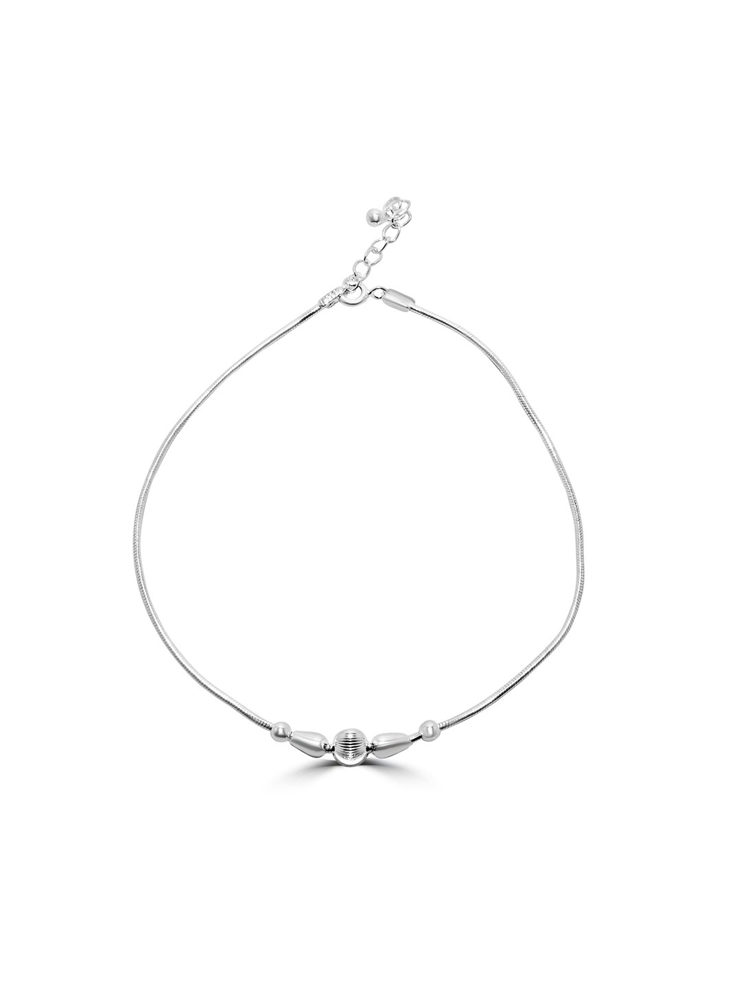 925 SILLER Sterling Silver Rhodium-Plated Single Anklet