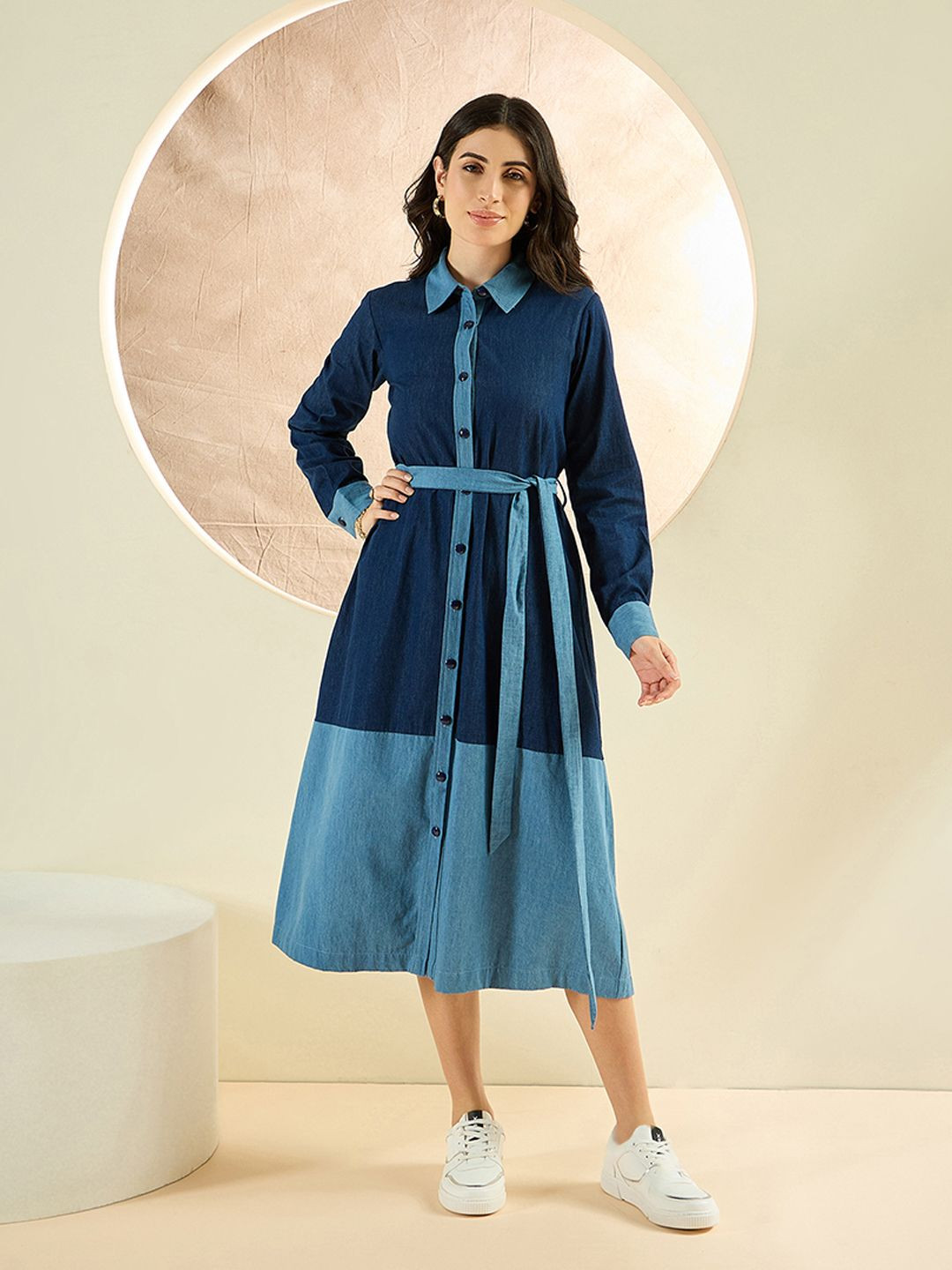 First Resort by Ramola Bachchan Women Denim Shirt Midi Dress
