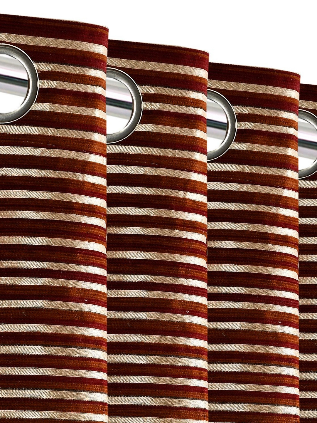 Saral Home Red & Off White 2 Pieces Striped Black Out Window Curtain