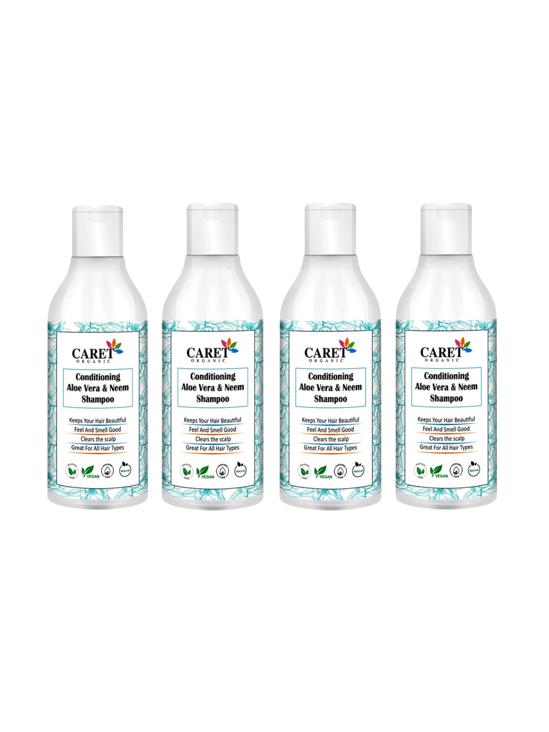 CARET ORGANIC Set Of 4 Conditioning Aloe Vera & Neem Shampoo- 300ml Each