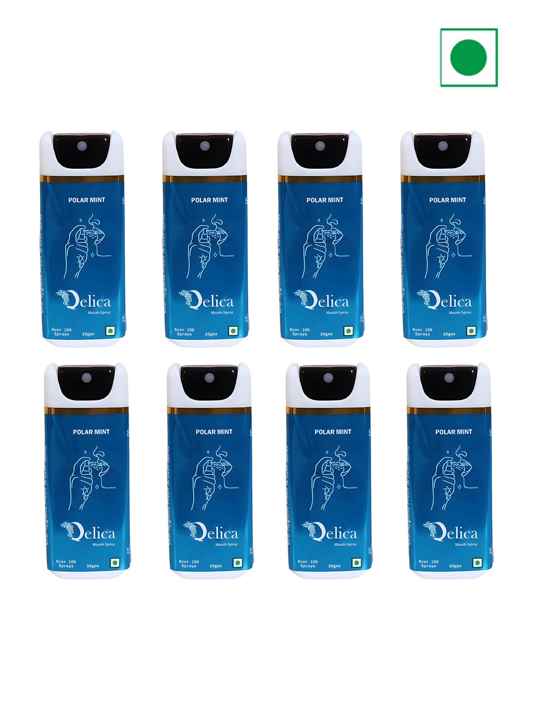 Qelica Set Of 8 Polar Mint Mouth Freshener Spray 10 g Each
