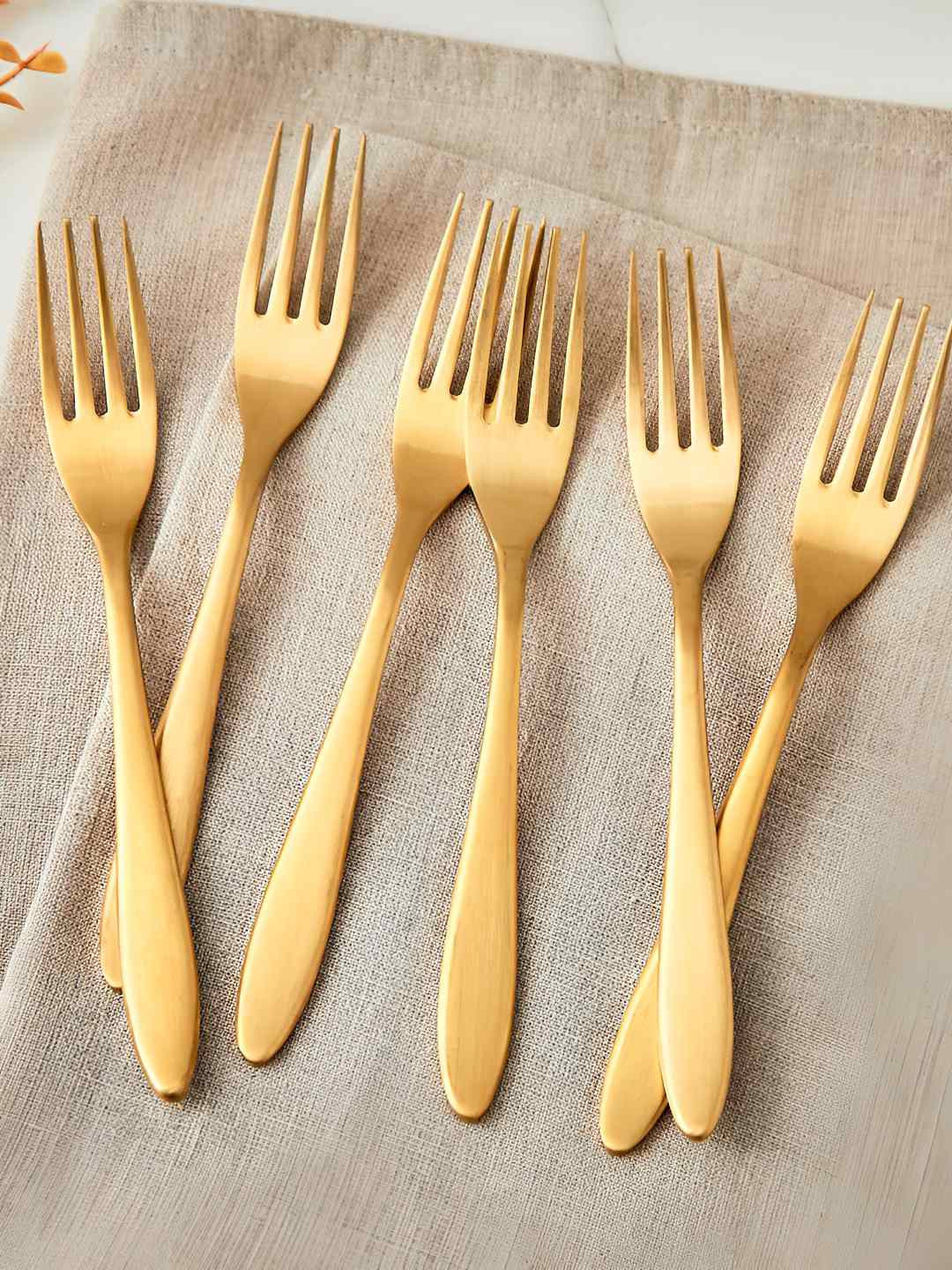 Home Centre Glister Arely Gold Toned 6 Pieces Stainless Steel Forks