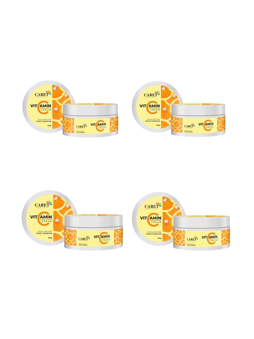 CARET ORGANIC Set Of 4 Vitamin C Nourishing Cream For Spots Removal-100g Each