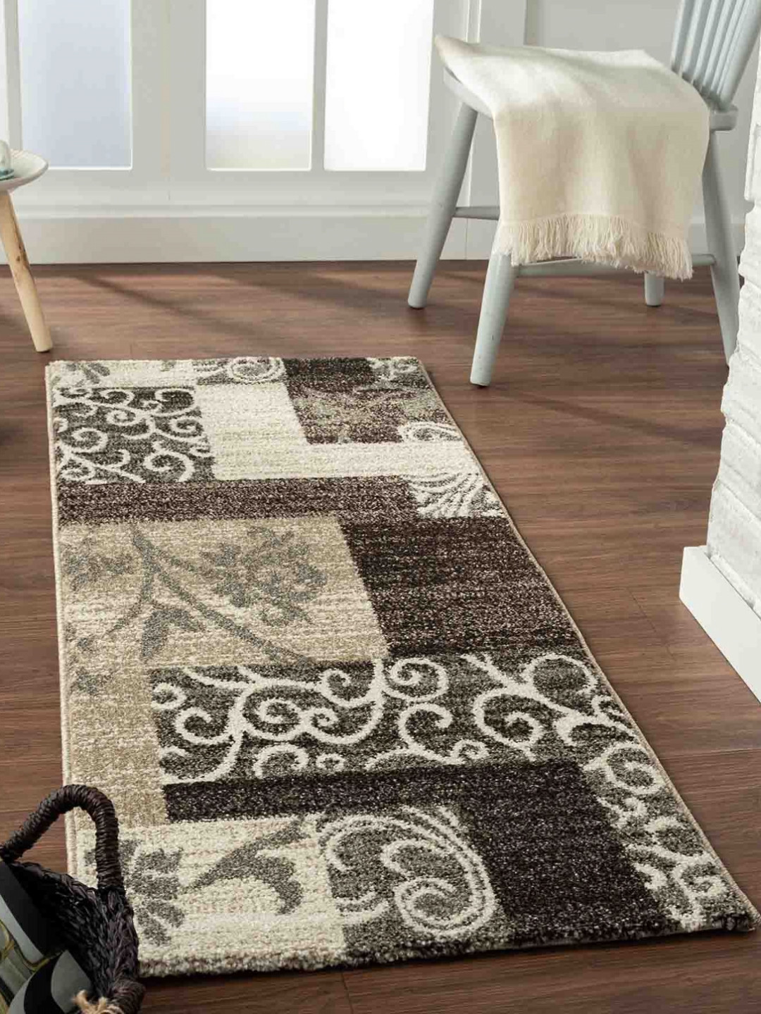 OBSESSIONS Beige & Brown Ethnic MotifsRectangular Bedside Runners
