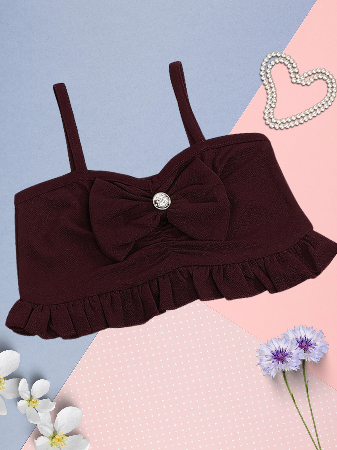 ADDYVERO Girls Solid Shoulder Straps Top