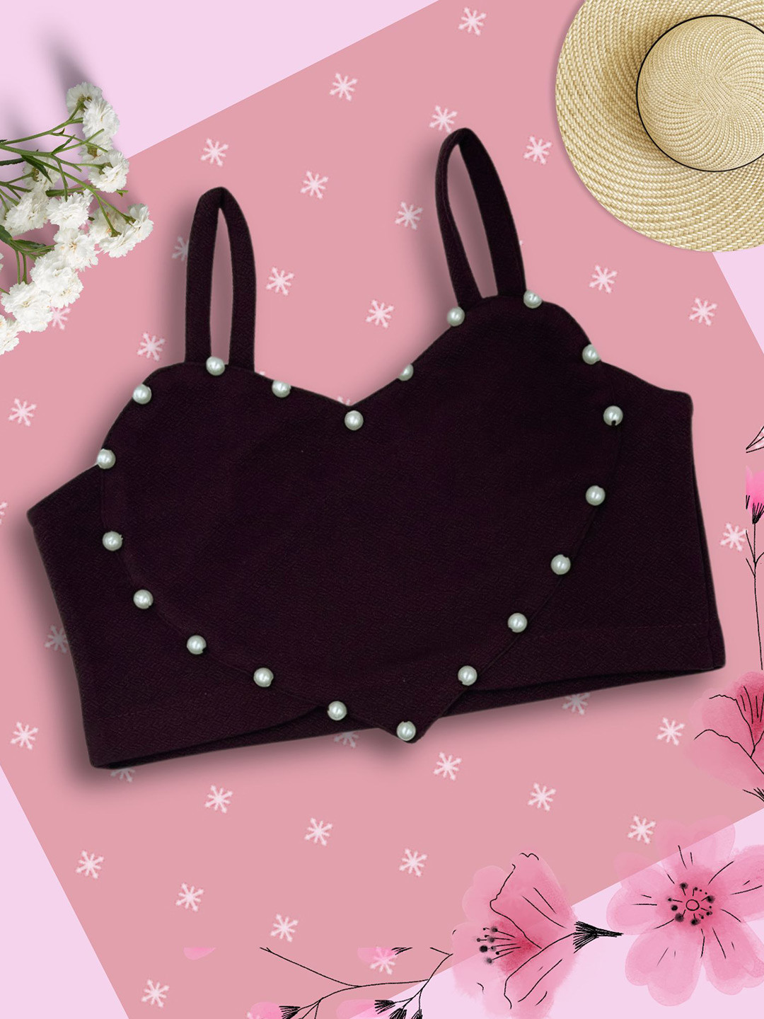 ADDYVERO Girls Embellished Shoulder Straps Top