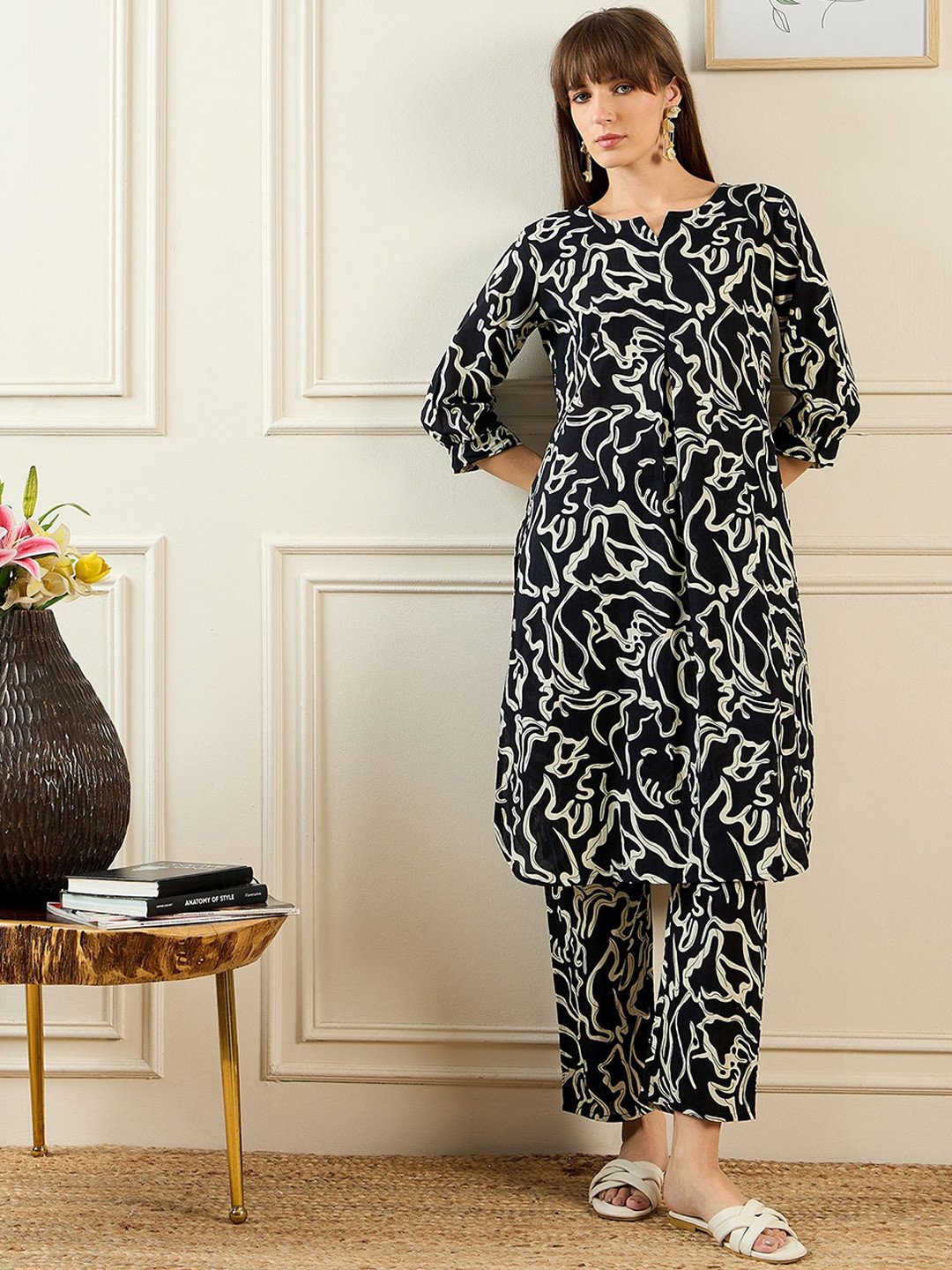 Indo Era Women Black Kurta Sets