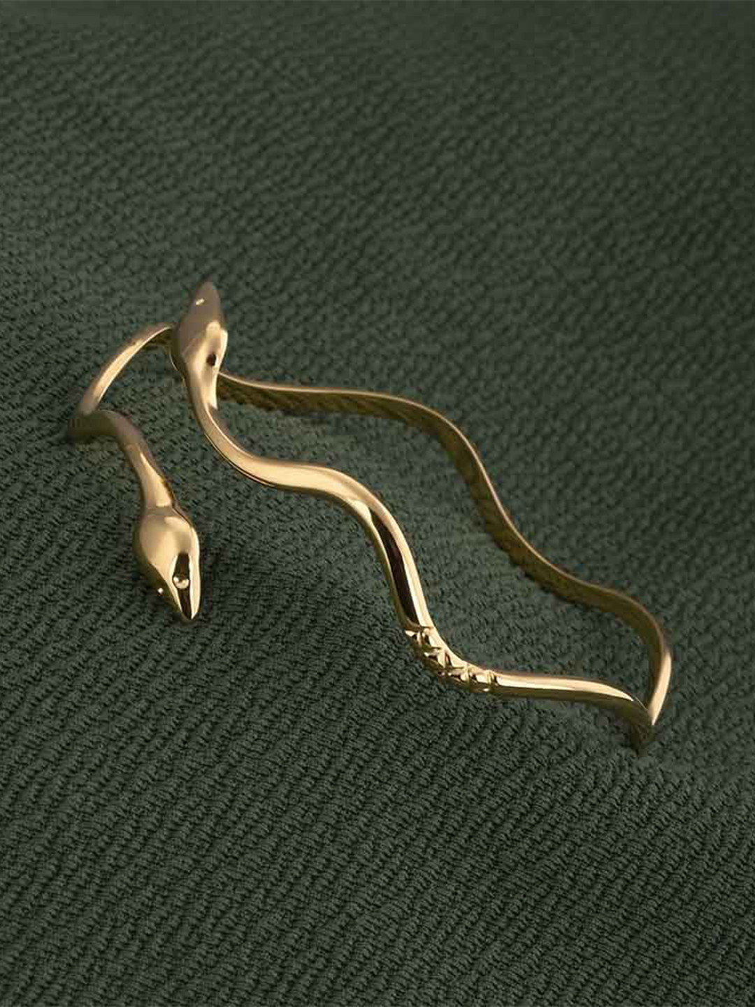 PALMONAS Stainless Steel Gold-Plated Ripple Snake Wraparound Bracelet