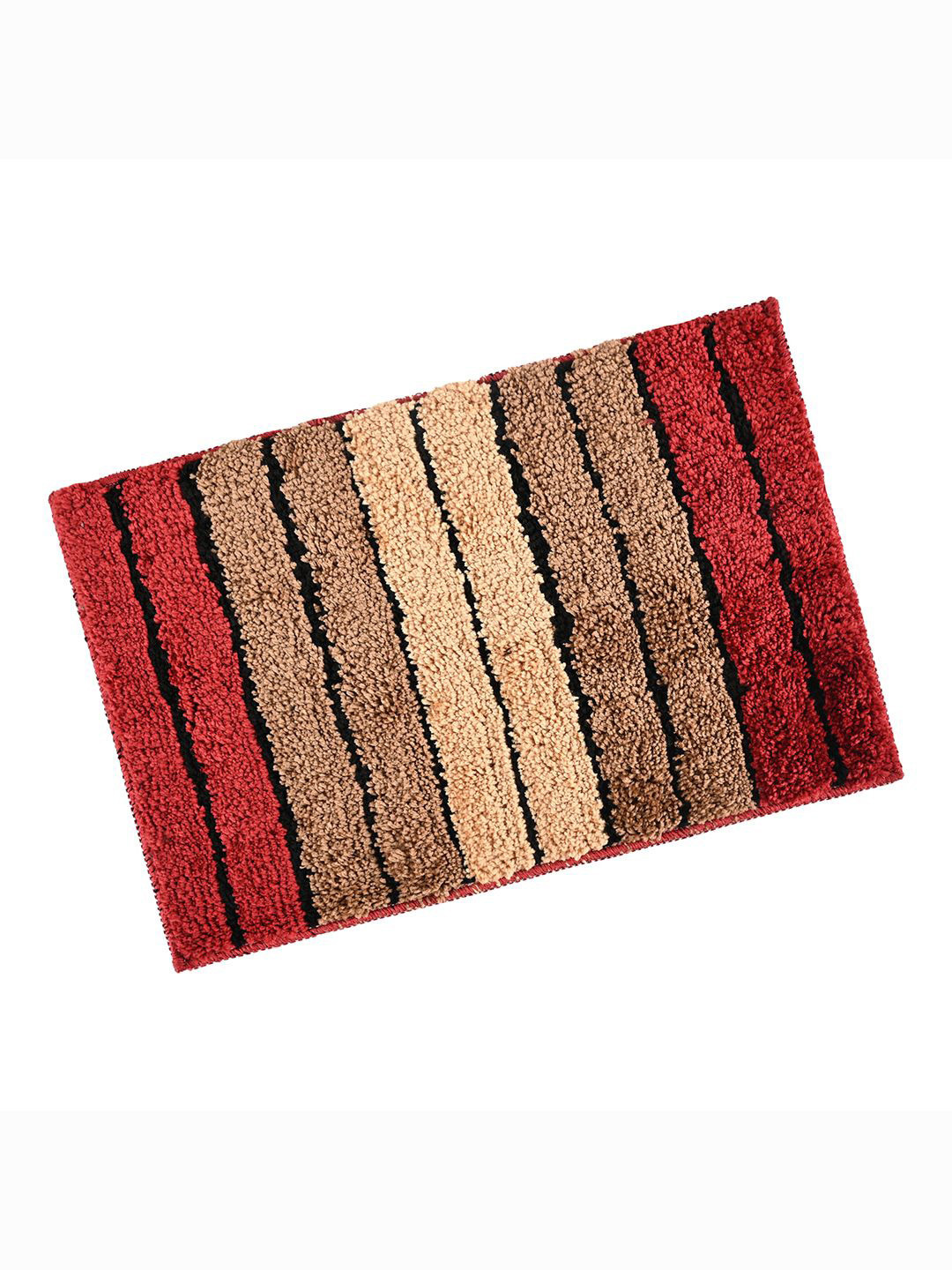 Kuber Industries Cream Color & Maroon Textured Microfiber Anti-Slip Doormats