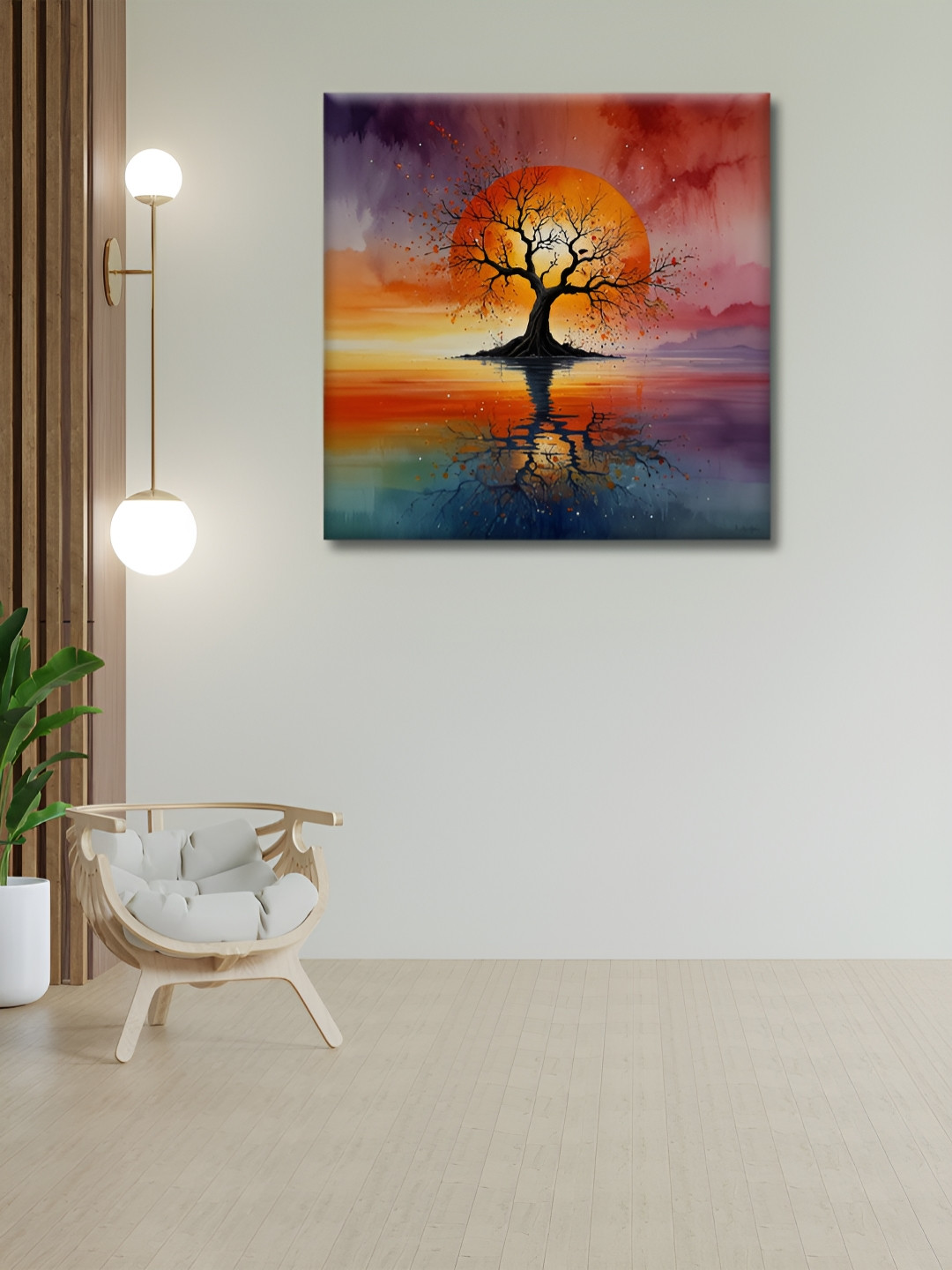 OLIVE TREE Pink & Black Floral and Botanical Canvas Wall Paintings