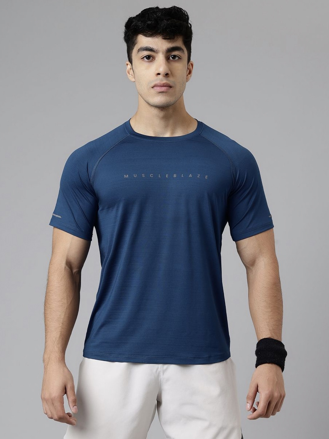 MuscleBlaze Active T Shirt for Men, for Gym & Sports (Teal Blue)