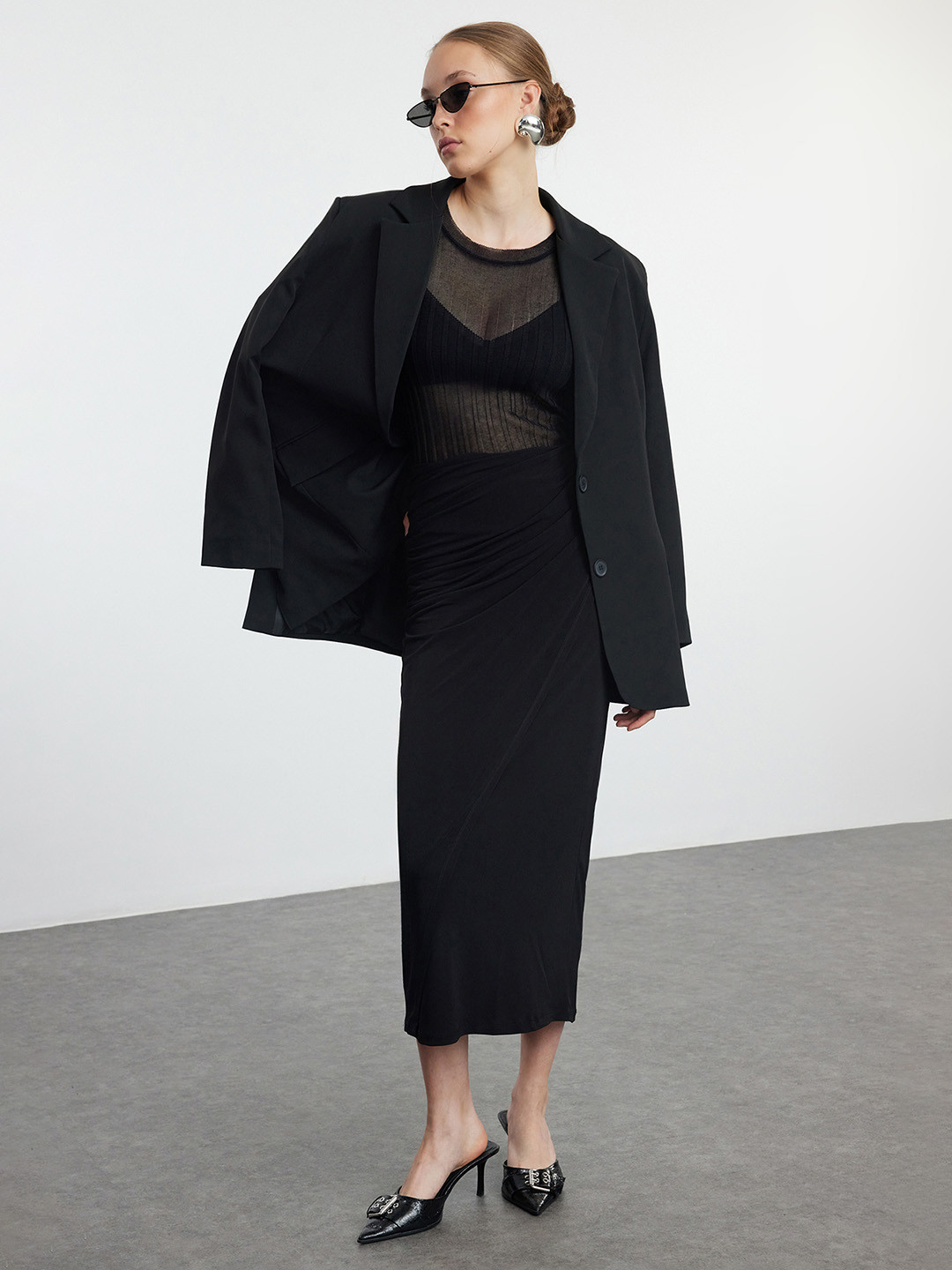 Trendyol Draped A-Line Midi Skirts