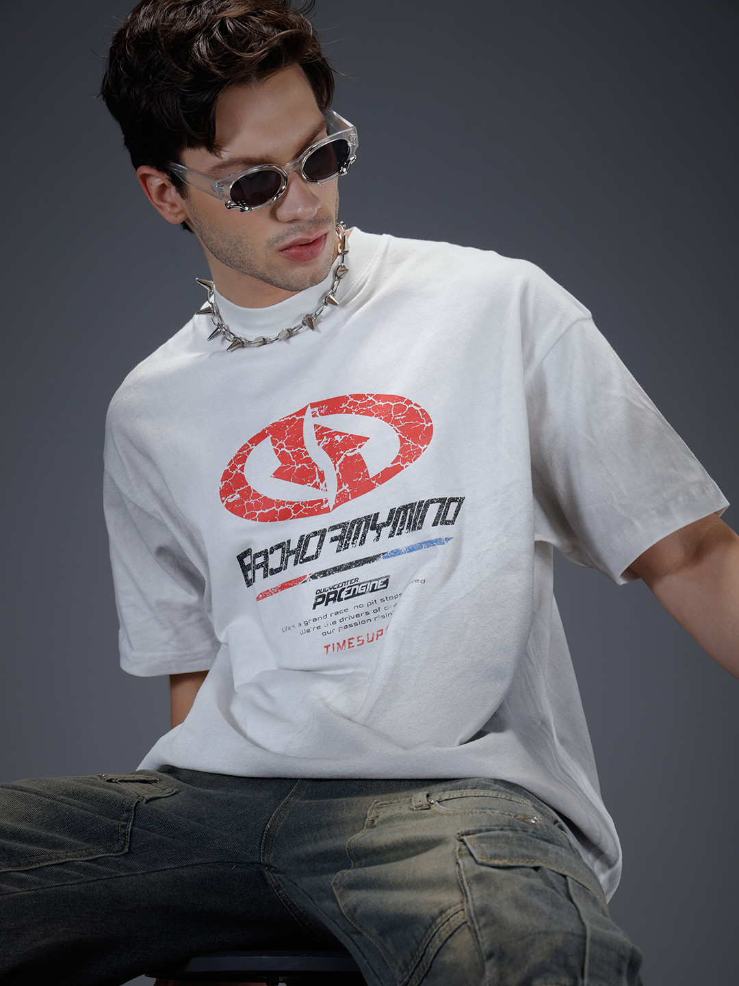 SOKO STREET Printed Drop-Shoulder Sleeves Relaxed Fit T-shirt