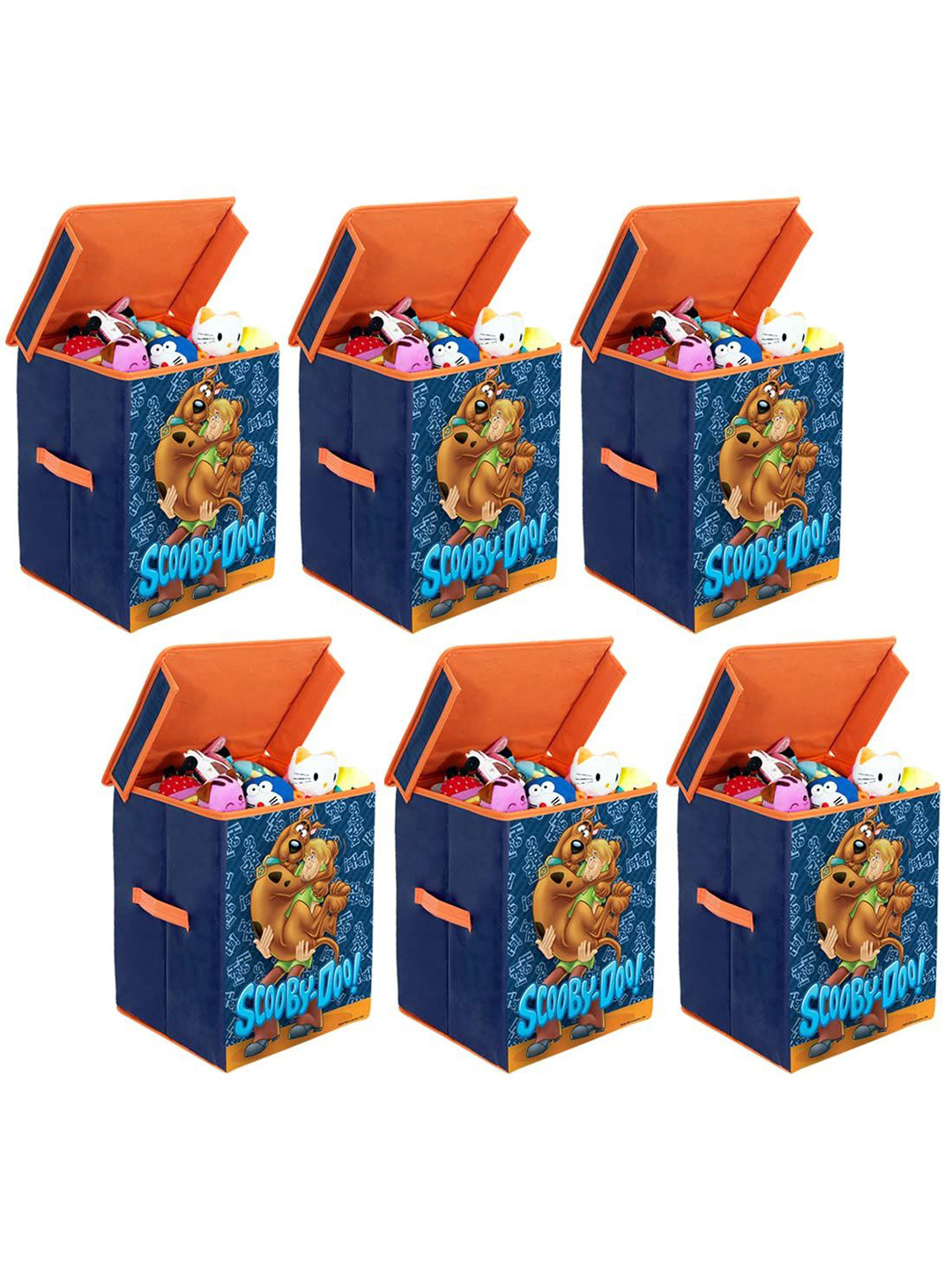 prettykrafts Blue & Orange 6 Pieces Scooby Doo Printed Reusable Multi-Utility Organisers