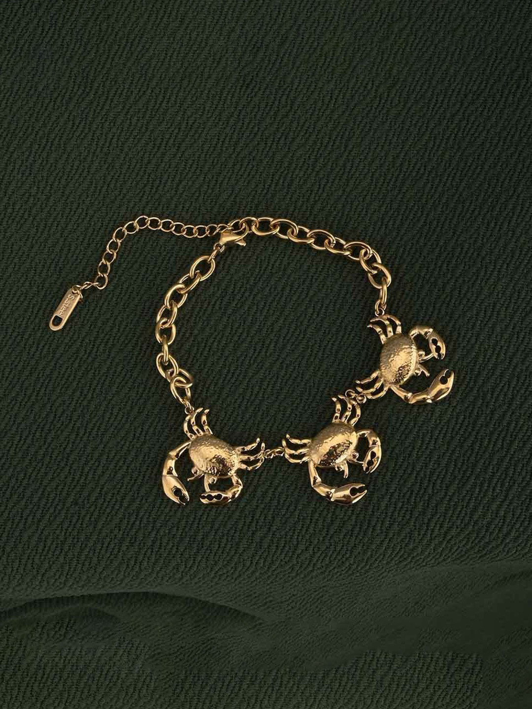 PALMONAS Stainless Steel Gold-Plated Wraparound Charm Bracelet