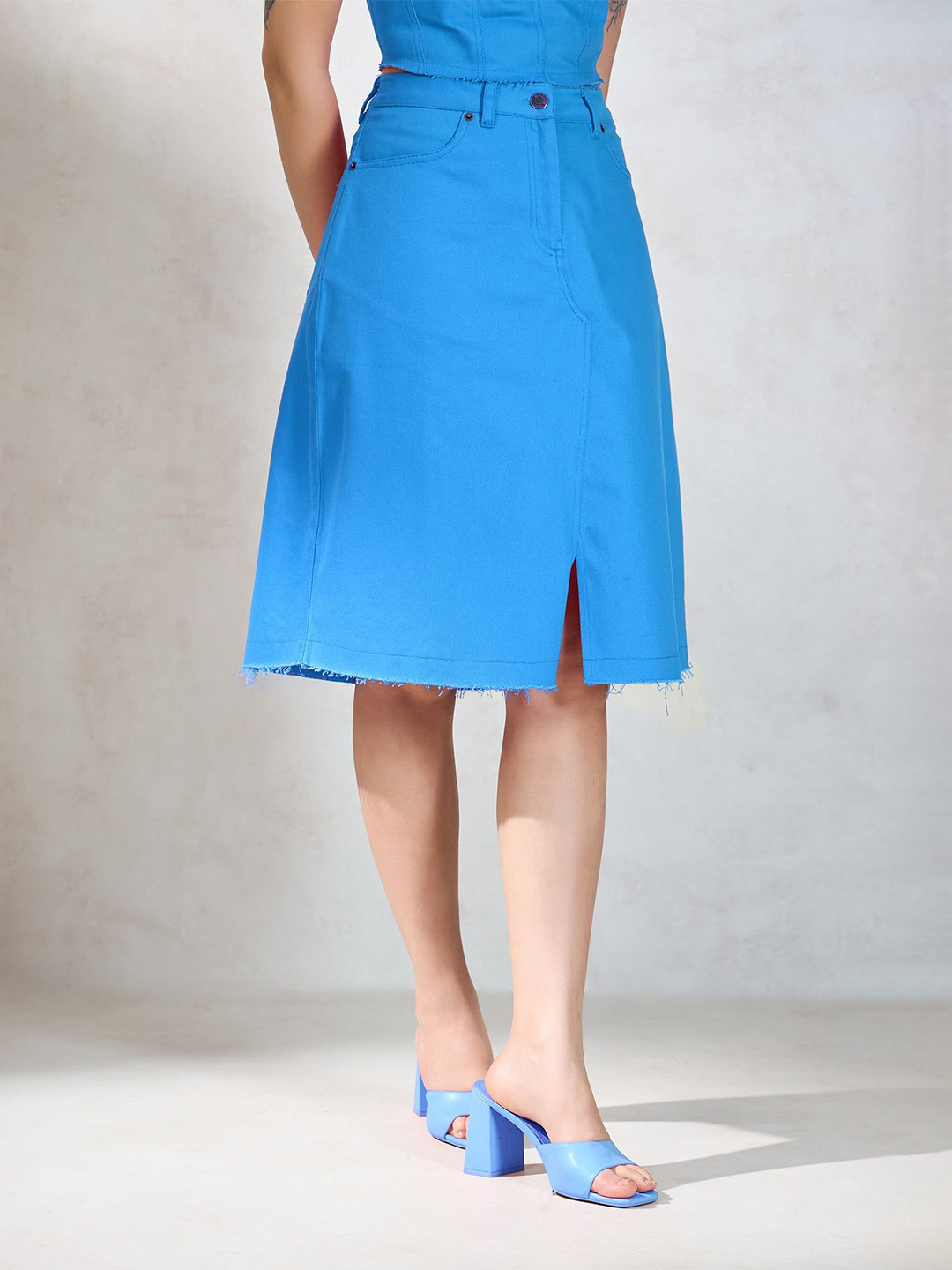 Virgio Cotton Stretch Drill Slit Skirt