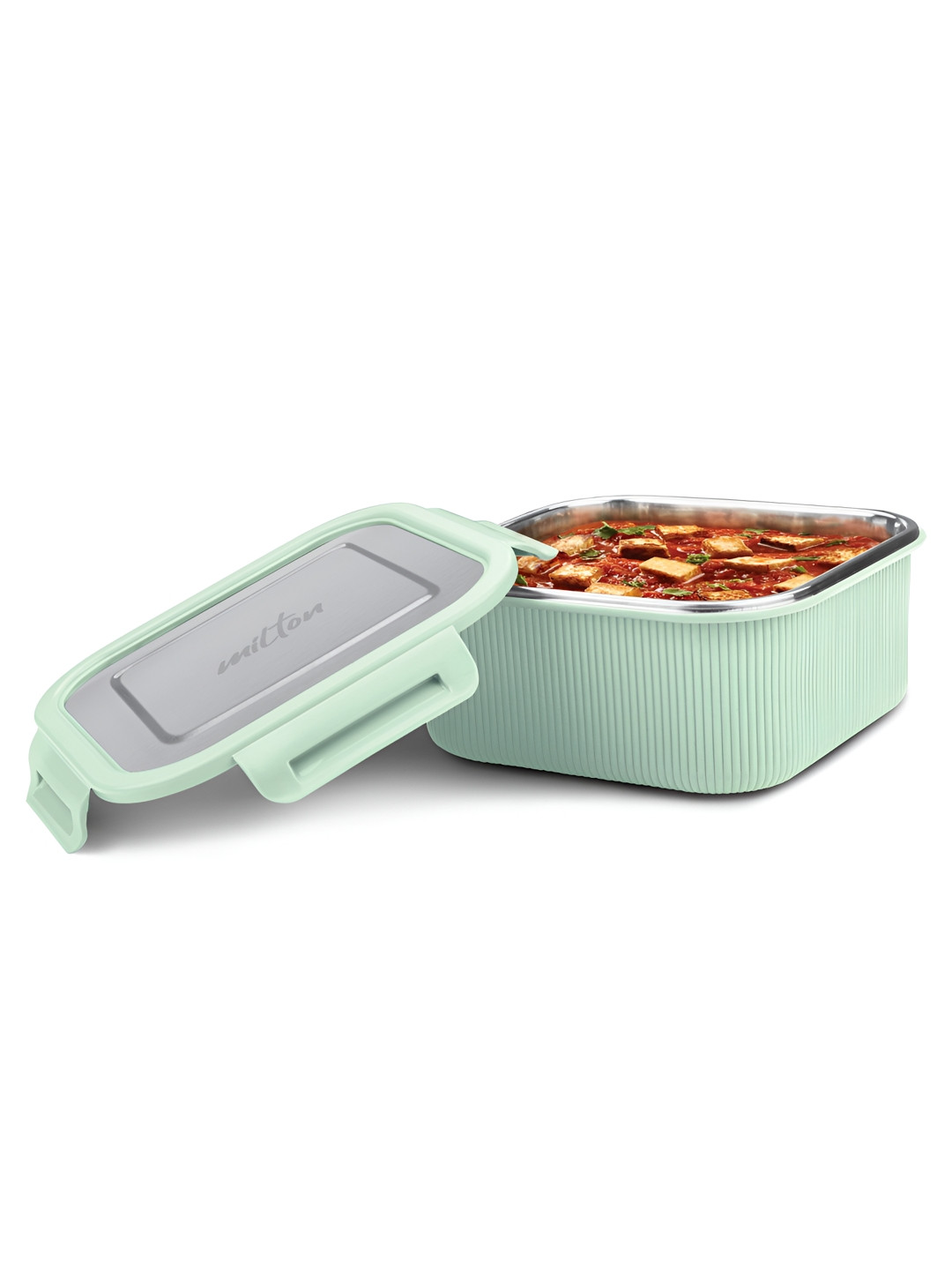 Milton Cool Touch Aqua Green Stainless Steel Square Lunch Box -1580 ml