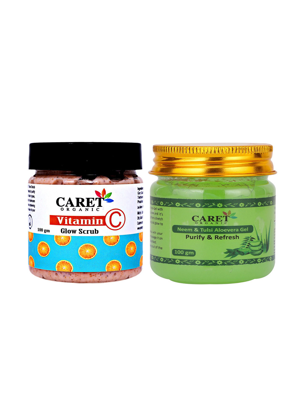 CARET ORGANIC Set Of 2 Aloevera Gel -100g & Vitamin C Glow Scrub-100g