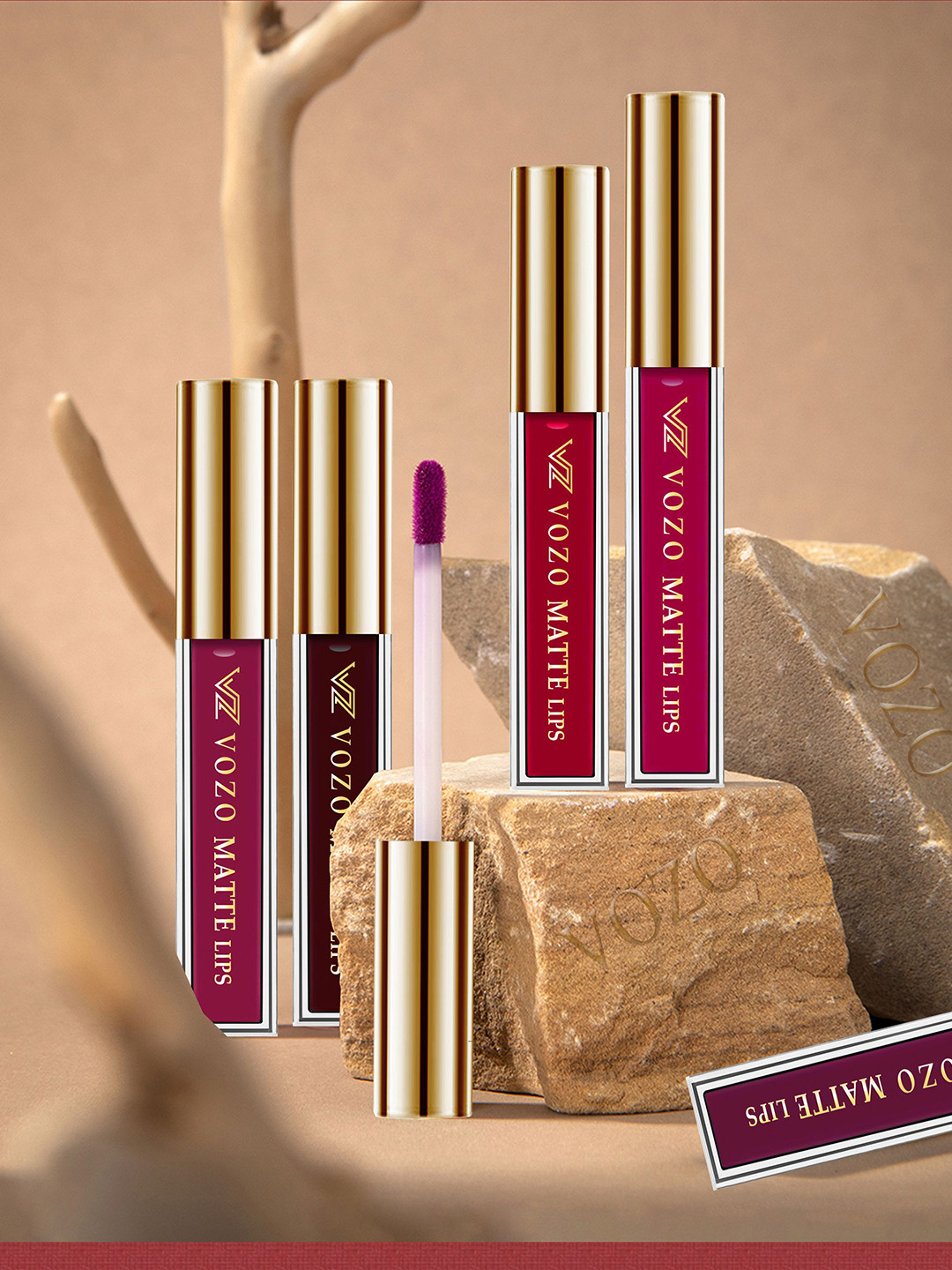 VOZO Set Of 4 Matte Lips Lipstick- Wine102- Maroon103- Light Magenta106- Magenta204 New