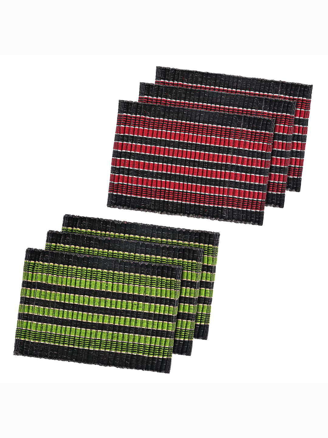Kuber Industries Green & Red 6 Pieces AntiSlip Textured Doormat