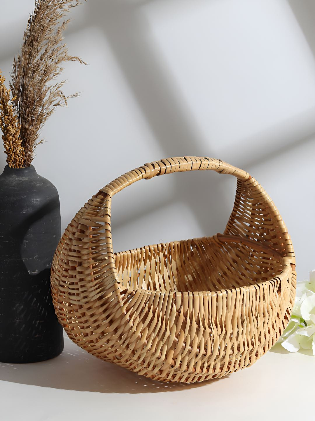HABERE INDIA Brown Rattan Core Fruit and Vegetable Basket