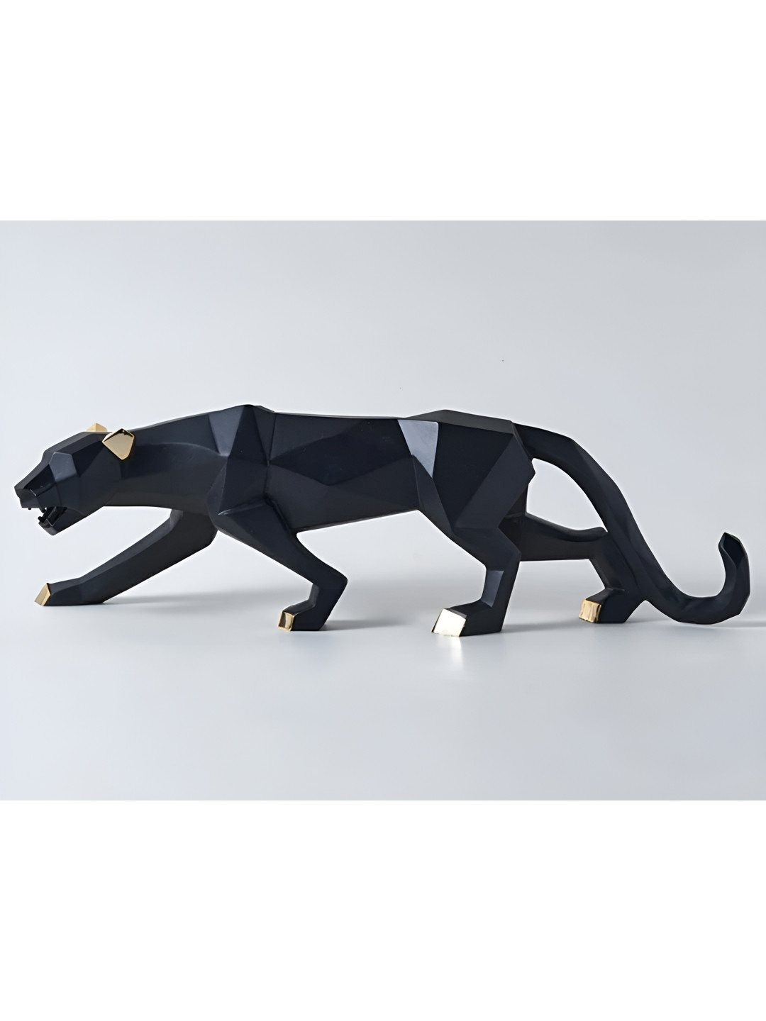 Zart Jaguar Black Polyresin Natural Living Room Medium Showpiece - 9.5 Inches