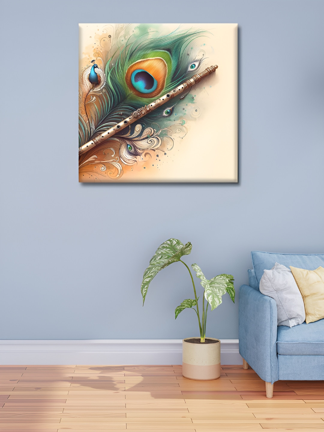 OLIVE TREE Cream-Coloured & Green Canvas Floral and Botanical Wall Paintings