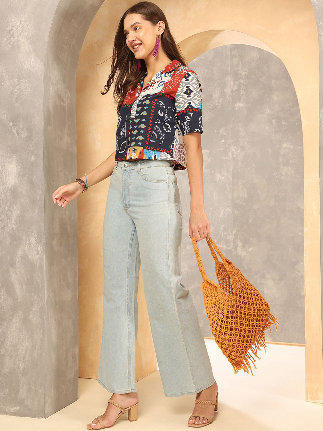 Anouk Rustic Print Crop Top