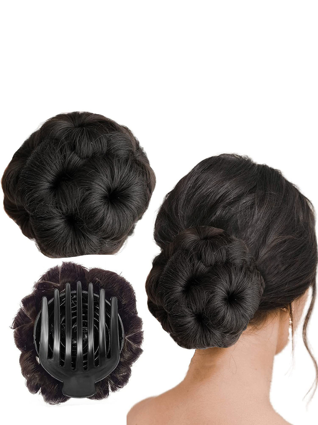 D-Divine Claw Clip Juda Hair Buns - Brown
