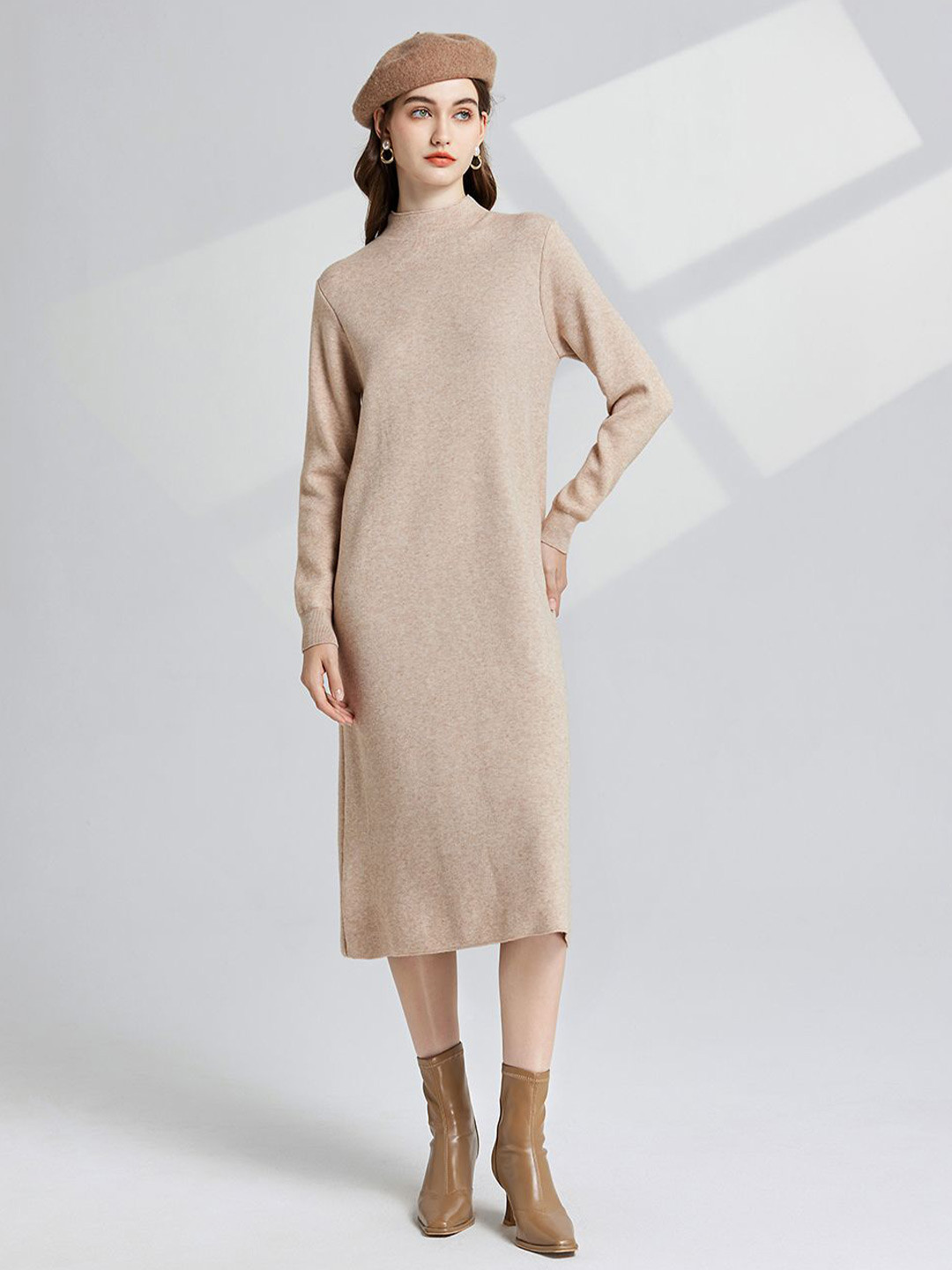 JC Collection A-Line Mock Neck Midi Dress