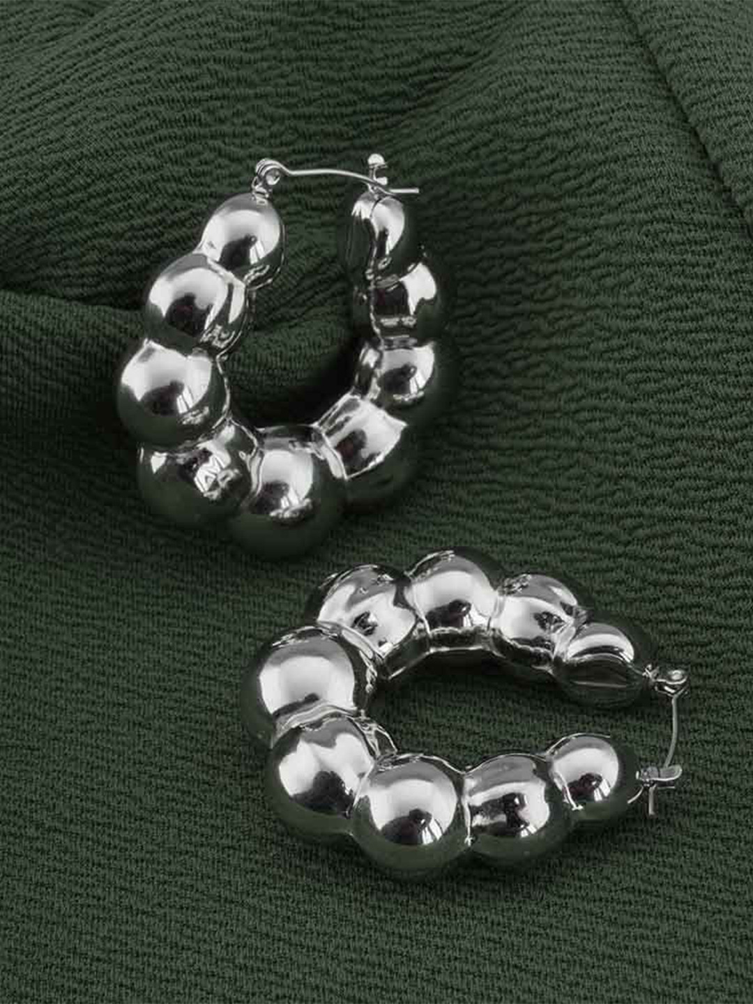PALMONAS Silver-Plated Bubble Hoop Earrings