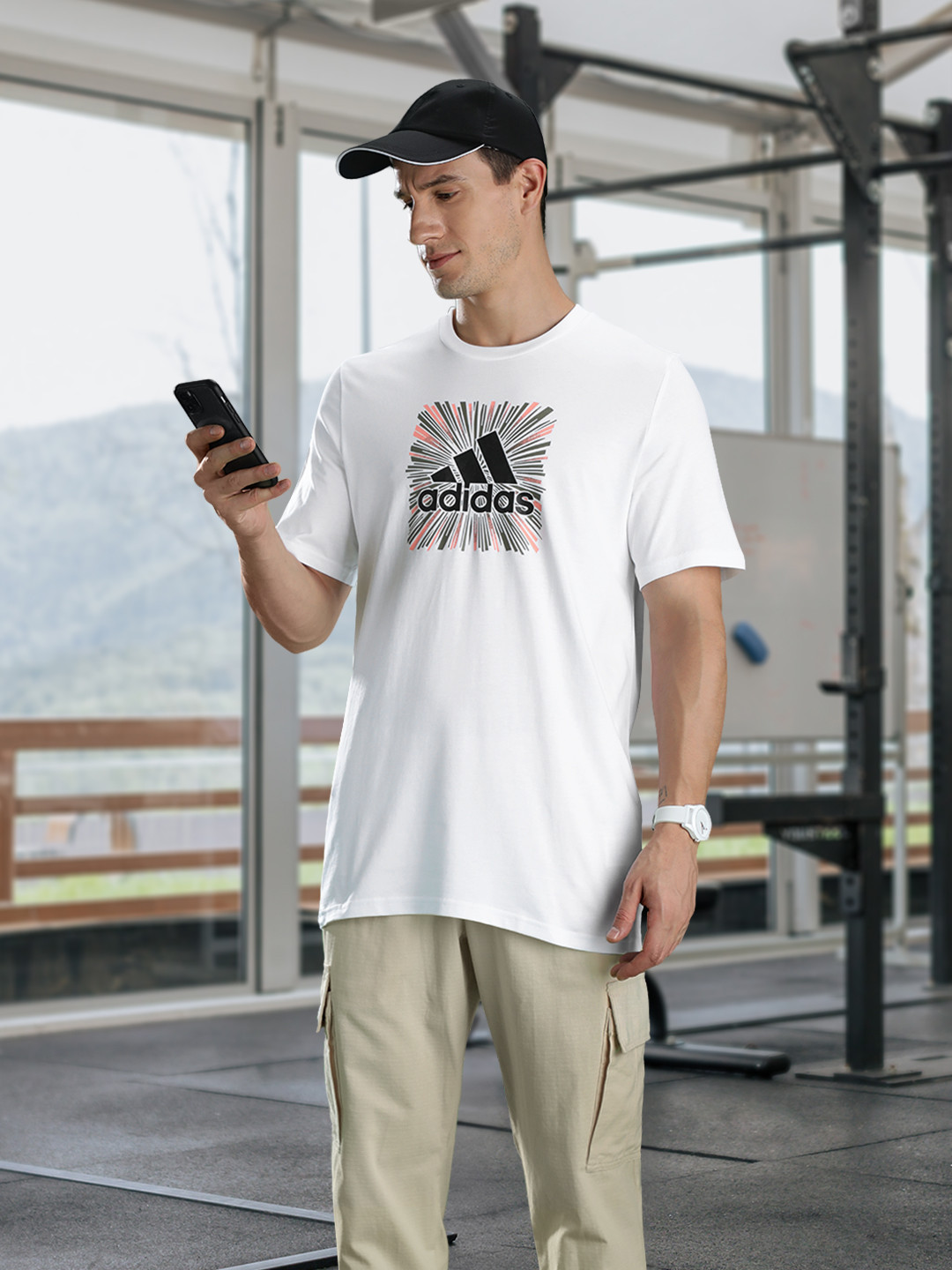 ADIDAS Optimist Graphic Brand Logo Printed Pure Cotton T-shirt