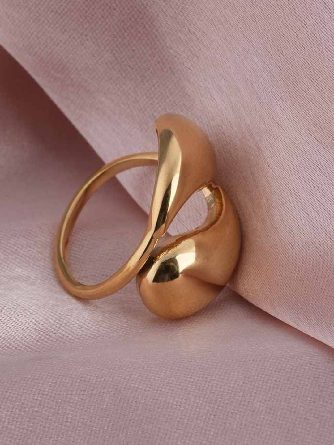 PALMONAS Gold Plated Stainless Steel Adjustable Finger Ring
