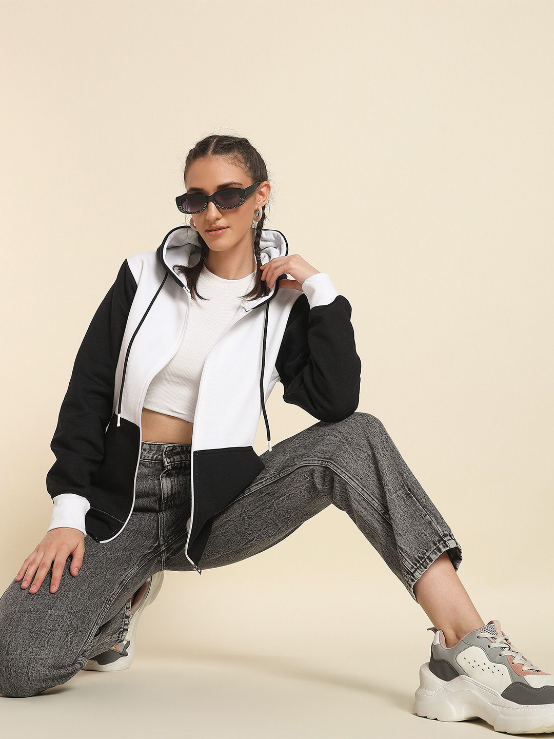 Dogman Women Colourblocked Hooded Sweatshirt