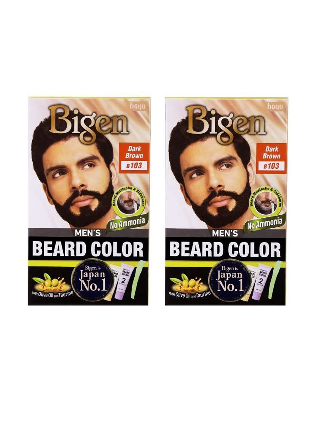 Bigen Set Of 2 Beard Color 40 g Each Dark Brown 103