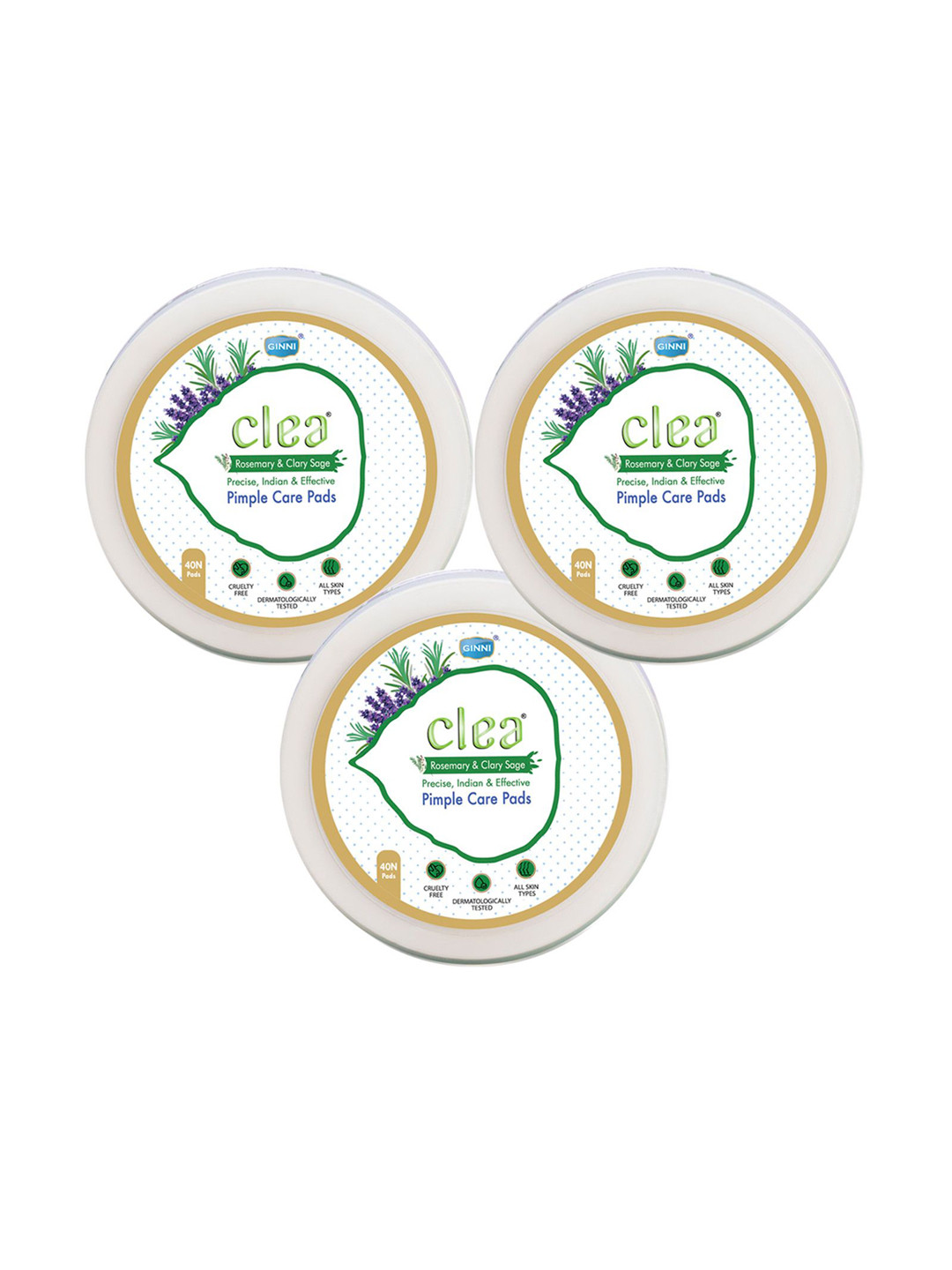 Clea Set Of 3 Rosemary & Clary Sage Pimple Care Pads-40N Pads Each