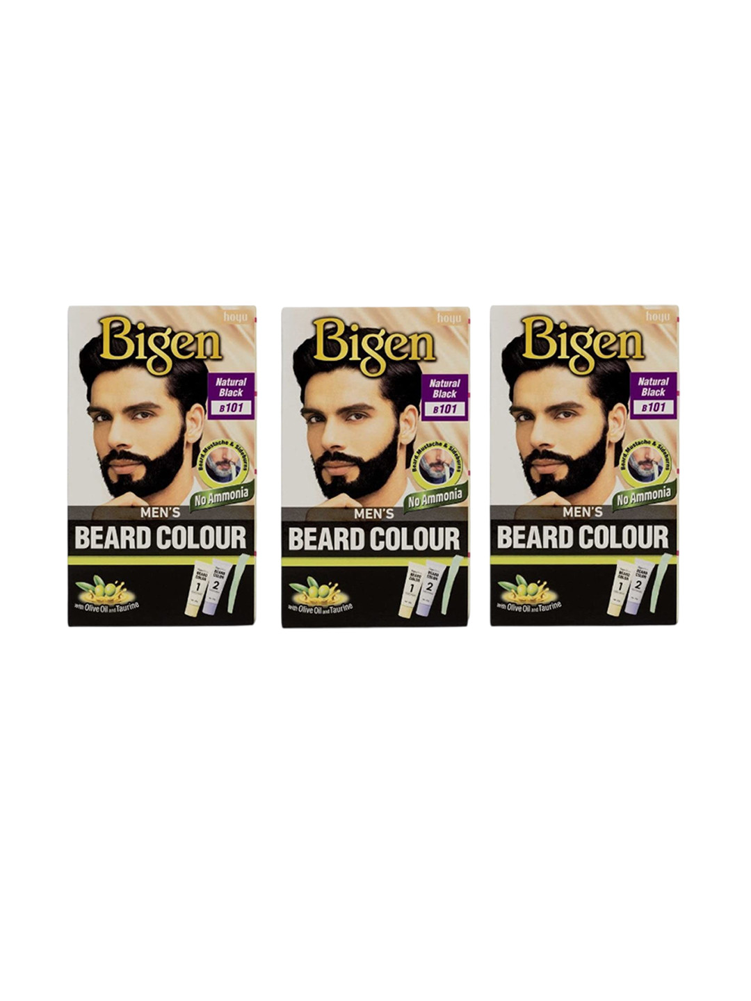 Bigen Set OF 3 Beard Colour- Natural Black B 101- 40g Each