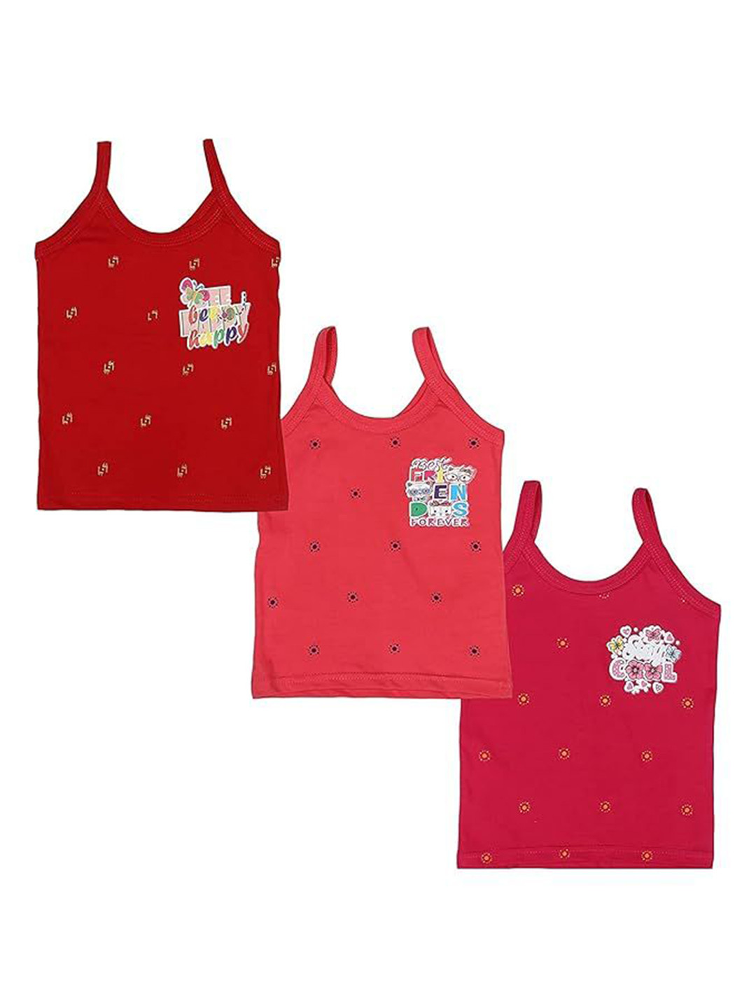 Dowin Infant Girls Set Of 3 Printed Cotton Camisoles