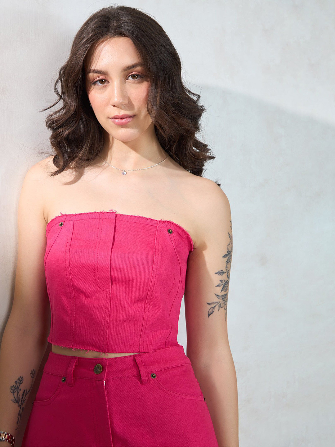 Virgio Cotton Stretch Raw Edge Drill Bandeau