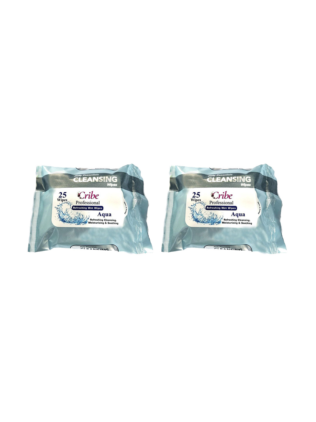 CRIBE Set Of 4 Tulip & Aqua Extract Wet Cleansing Wipes With Vitamin E - 25 Wipes Each