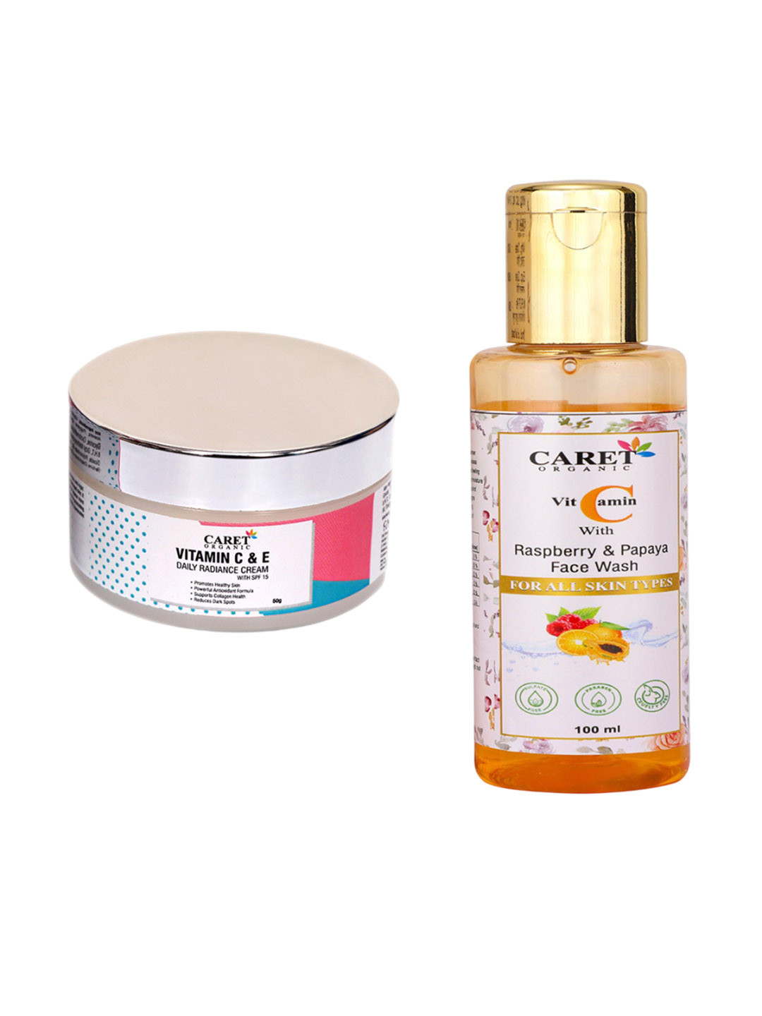 CARET ORGANIC Papaya Face Wash-100ml & Daily Radiance Cream-50g Combo