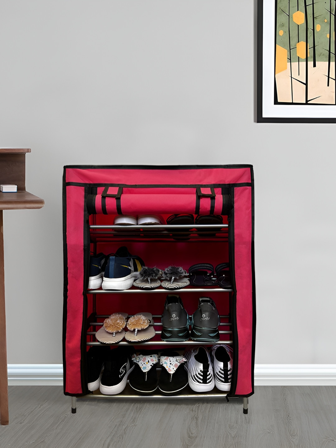 Urban Choice Pink & Black 4-Tier Rectangle Shelf Racks