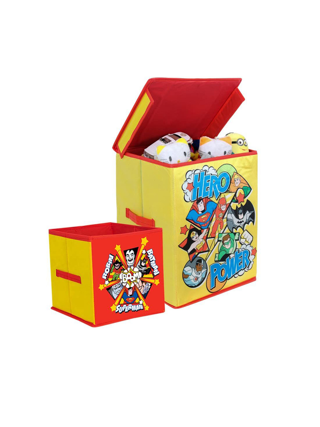 prettykrafts Yellow & Red 2 Pieces Printed Reusable Multi-Utility Organisers