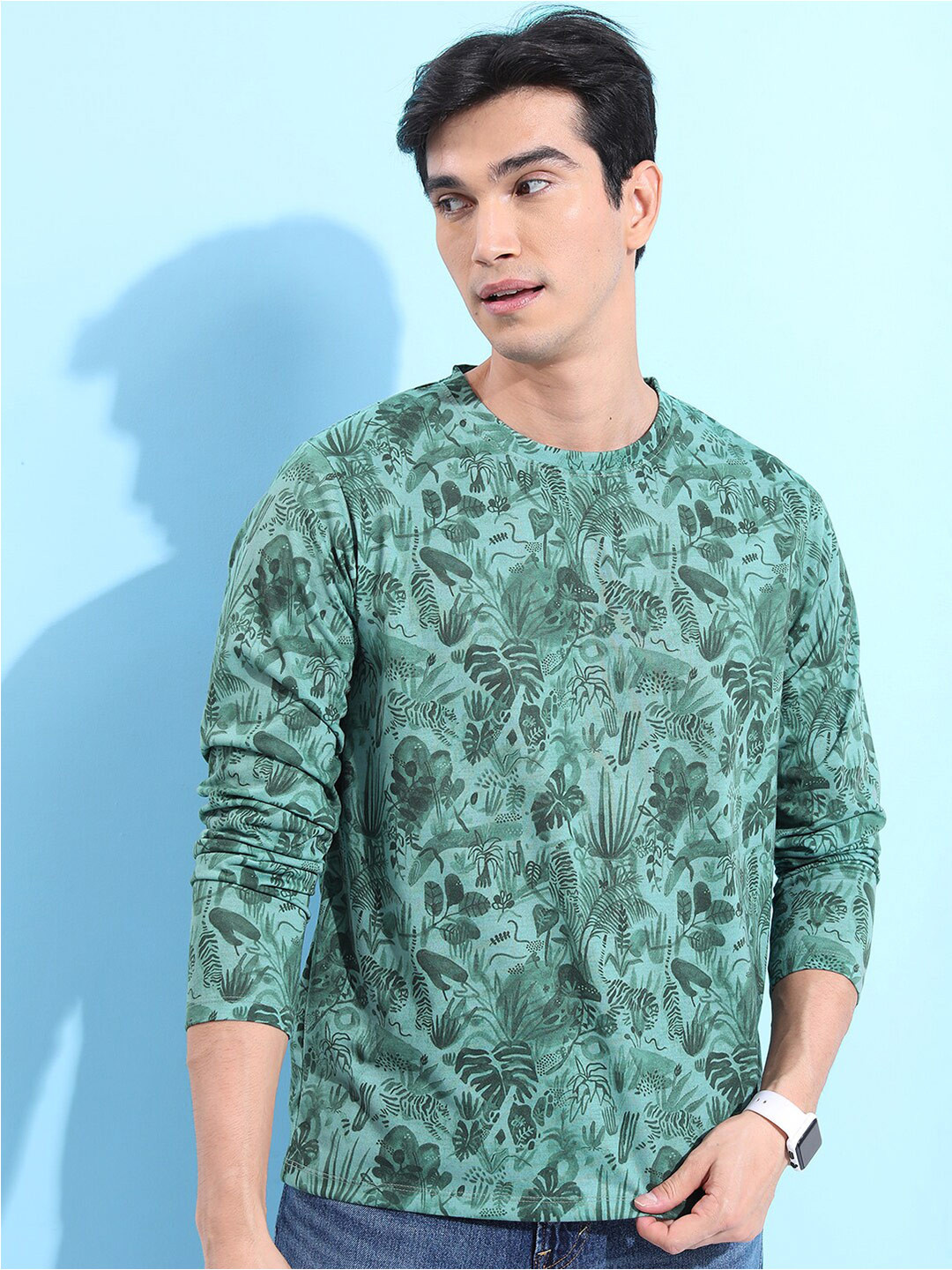 KETCH Tropical Printed Long Sleeve Relaxed Fit T-shirt