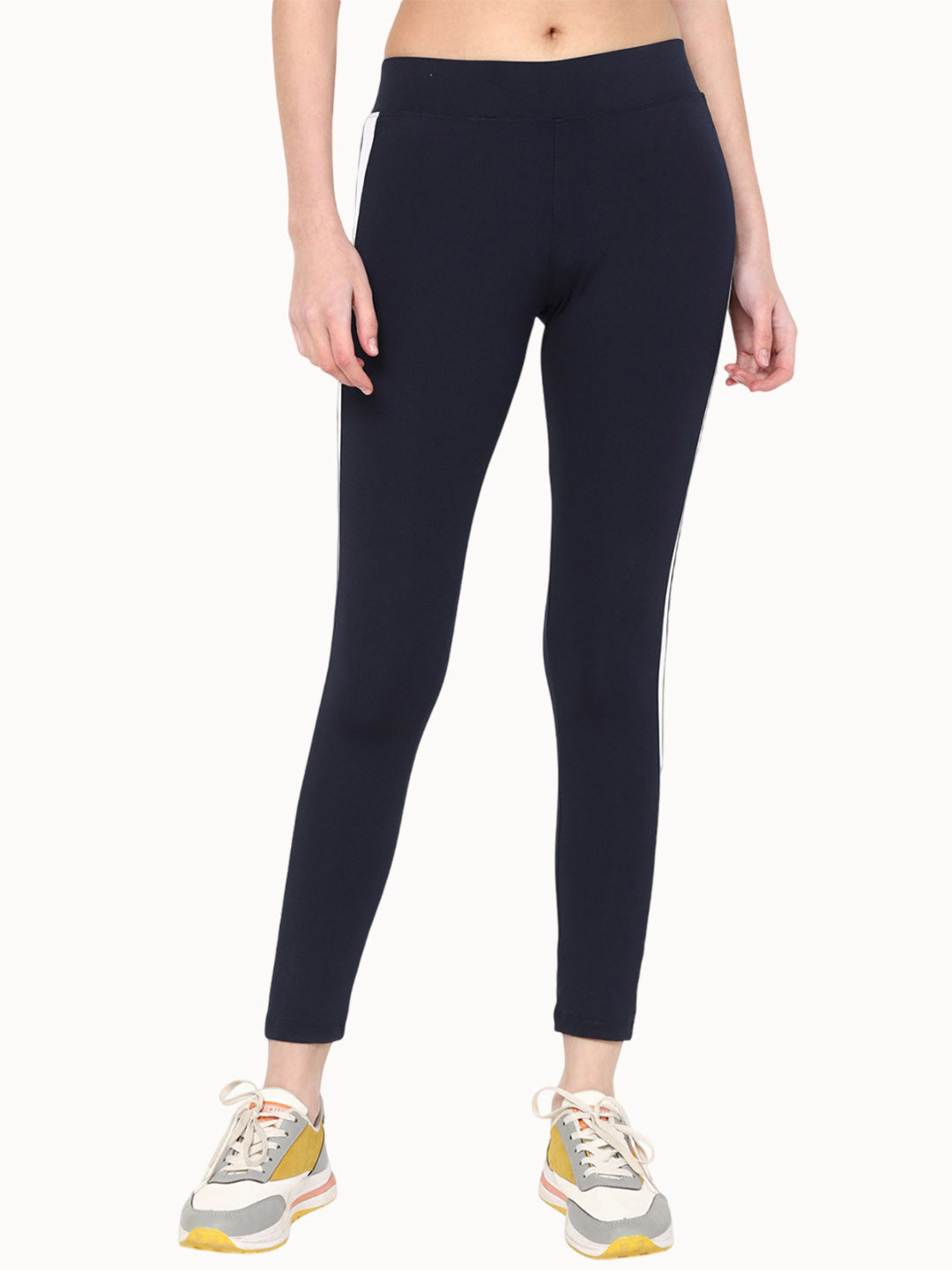 Anushil Women Ankle-Length Striped Stretchable Tights