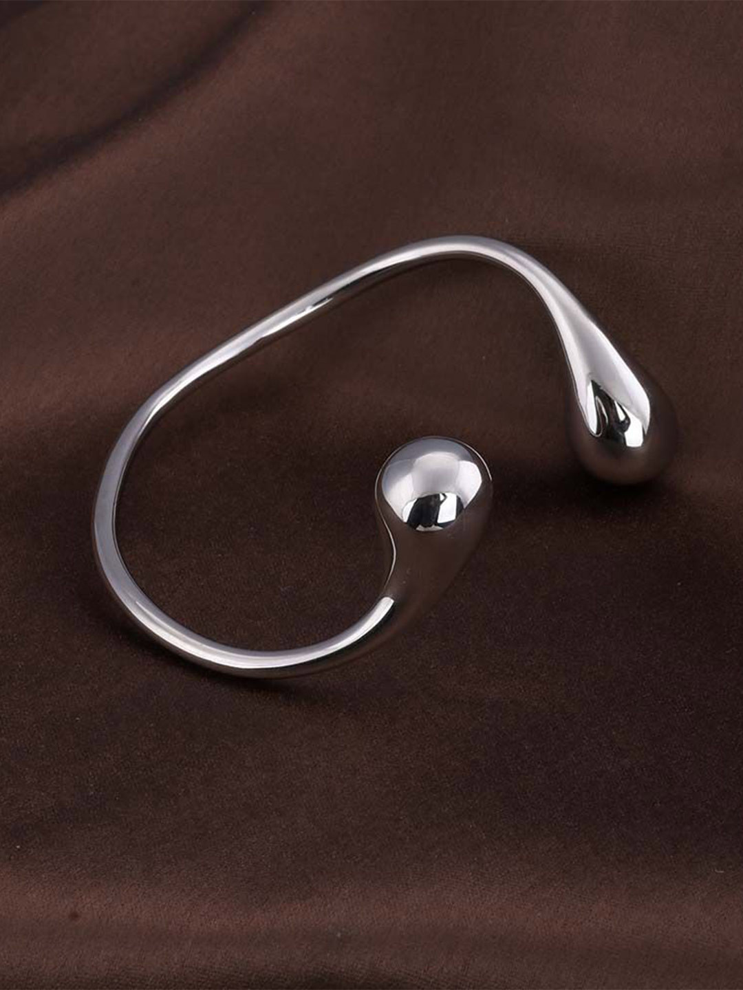 PALMONAS Silver-Plated Stainless Steel Cuff Bracelet