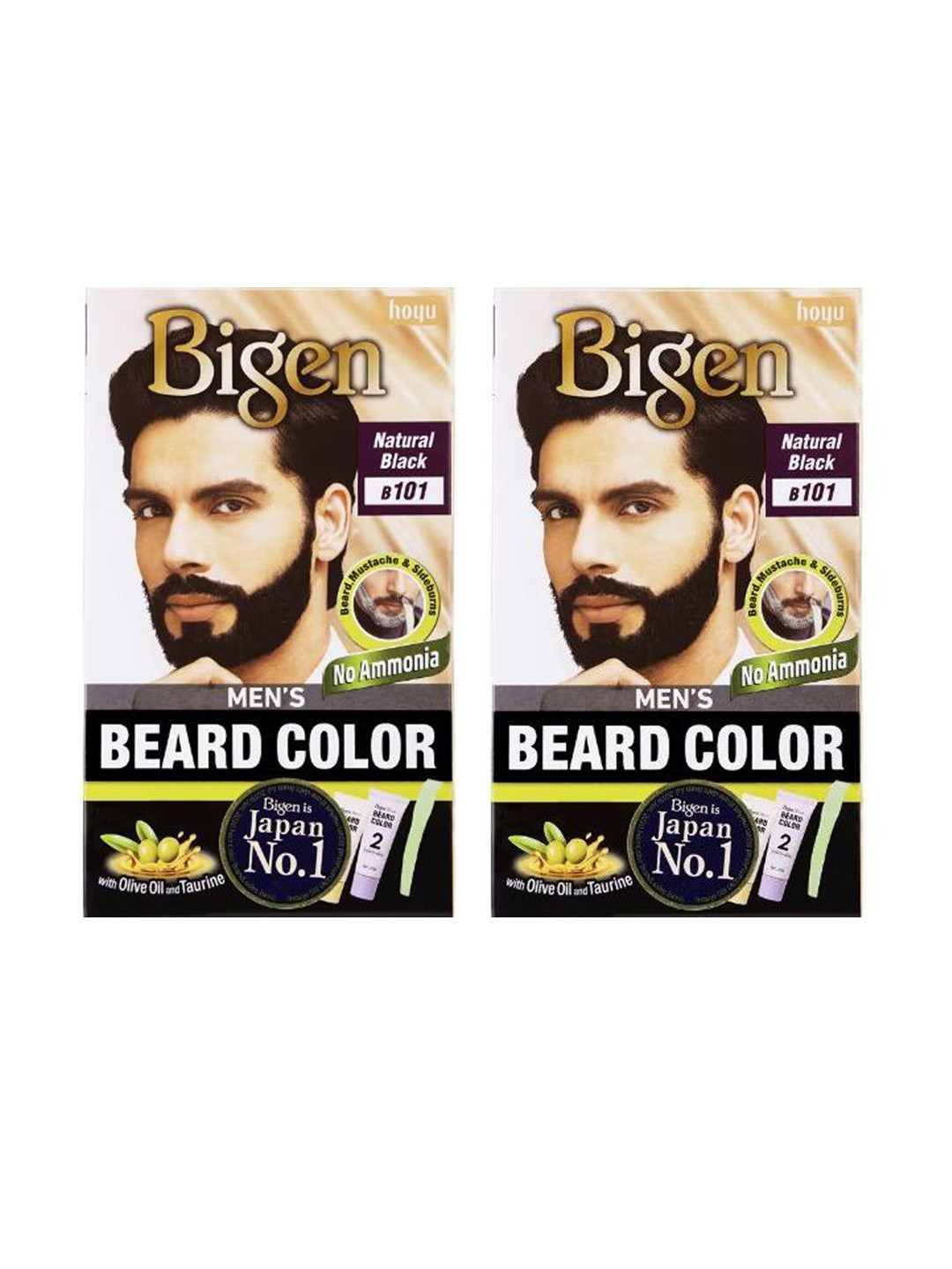 Bigen Set Of 2 Beard Color 40 g Each Natural Black 101