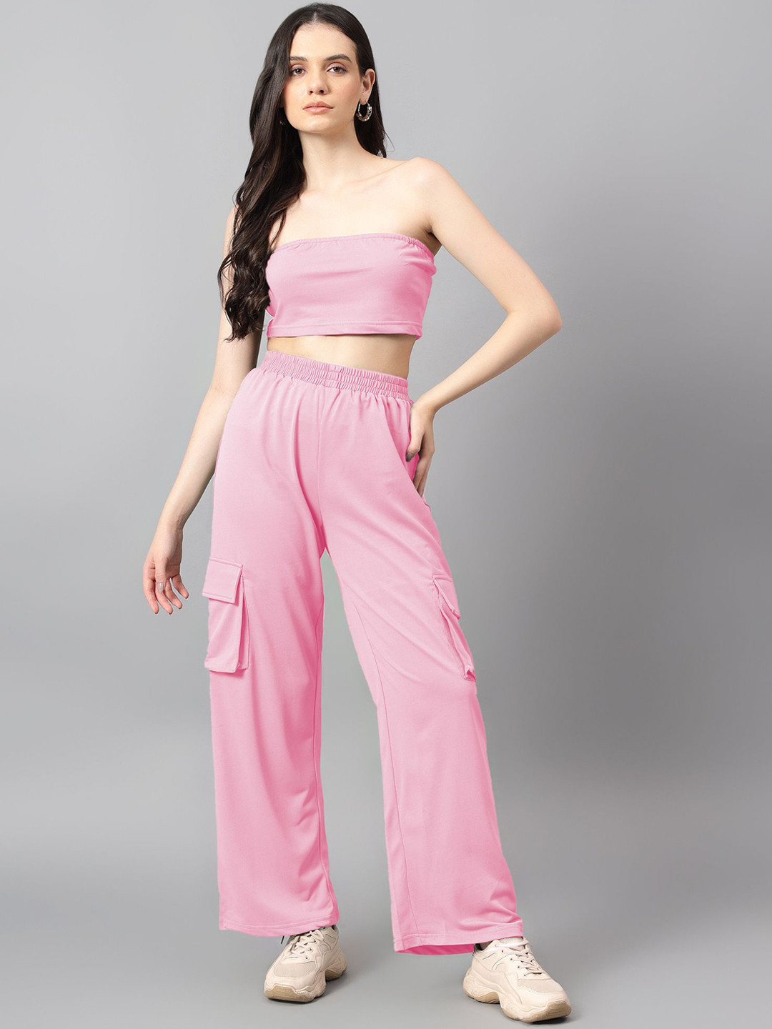 Kotty Pink Off-Shoulder Top With Trouser